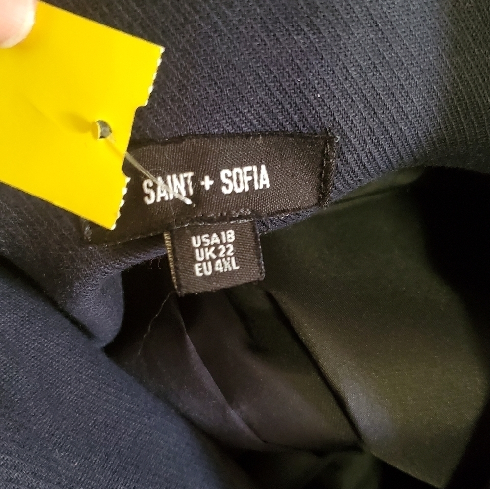 Saint + Sofia Women's Double breasted Navy Blazer Plus Organic cotton Size 18 - Picture 6 of 7